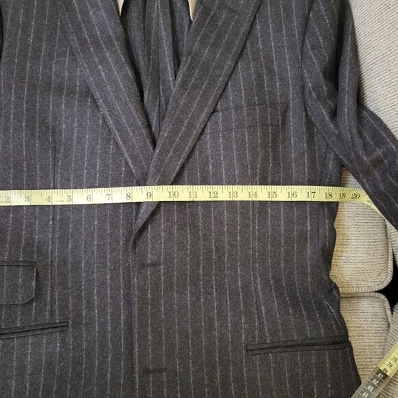Paul Stuart Men's Dark Grey Striped Wool Blazer Size 41 XL - Picture 13 of 13